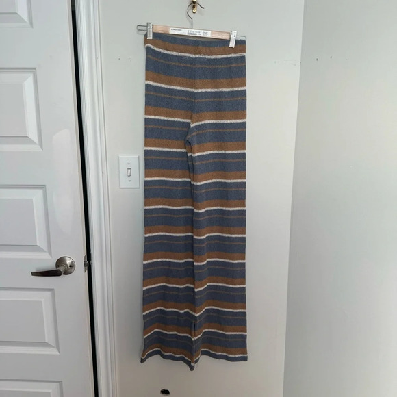Pull and bear Striped Knit Wide-Leg Pants nautical beachy boho S - Picture 4 of 5